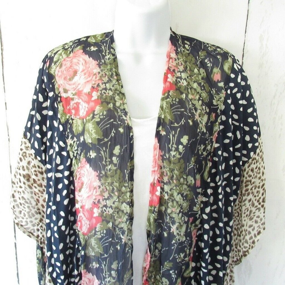 Umgee Kimono Floral Animal Print Boho Peasant - Picture 5 of 9